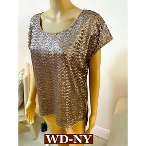 WD-NY High Low Sequined Oversized Top Sz S